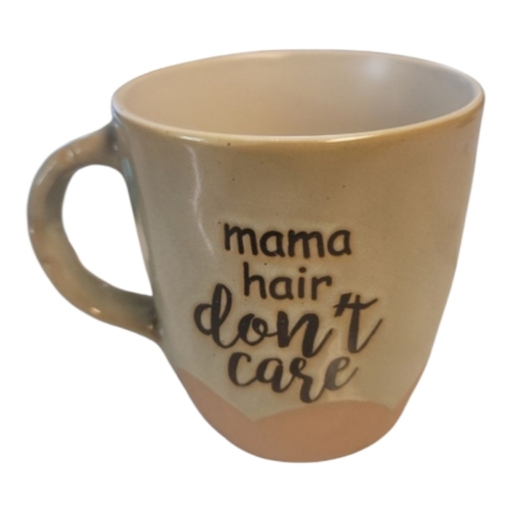 Cream and Tan Mug - Mama Hair Don't Care